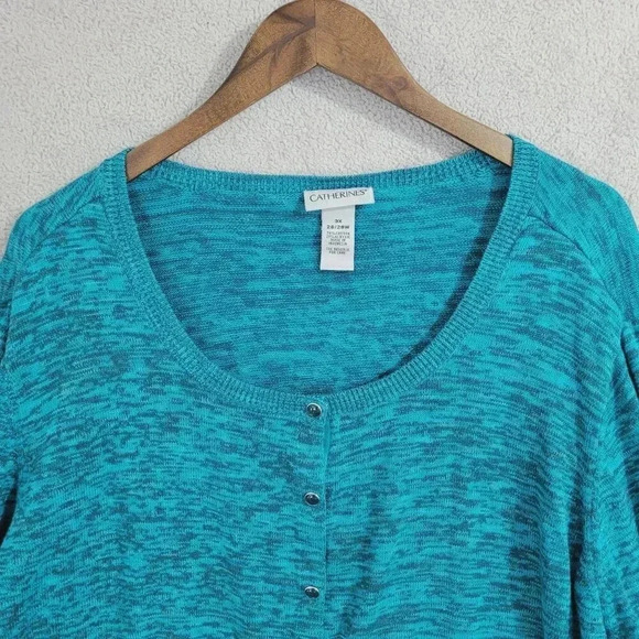 Catherines Womens Plus Size 3X Turquoise Cardigan Sweater 5PT - Picture 5 of 6